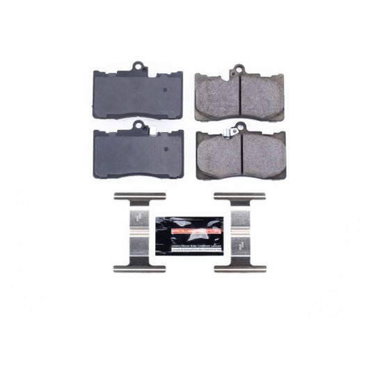 PowerStop Z23 Evolution Sport brake pads with hardware installed on front of Lexus GS350 2007-2011 for improved braking performance.