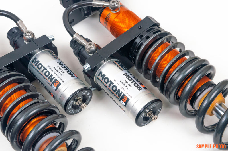 Moton 2002+ Saker GT SV1 RWD coilovers with springs, adjustable suspension components for high-performance vehicles.