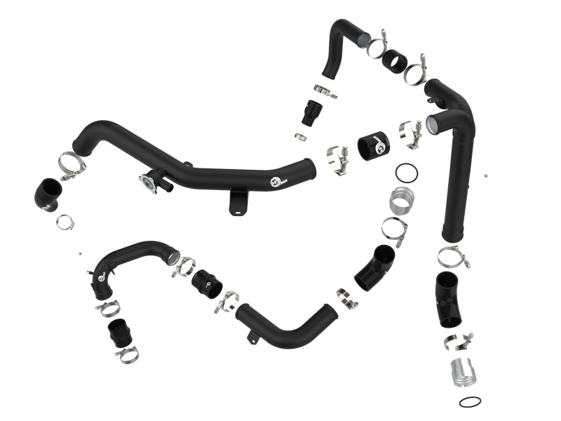 aFe BladeRunner aluminum hot and cold charge pipe kit for 2021-2023 Ford Bronco V6 2.7L, black intercooler piping system.