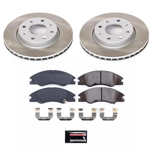 PowerStop performance semi-coated front brake rotor kit for Kia Spectra5, featuring high-quality automotive brake components.