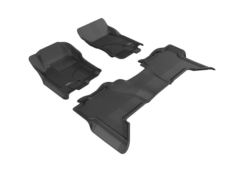 3D MAXpider black rubber floor mats for Nissan Xterra 2008-2015, full set with textured surface for interior protection.