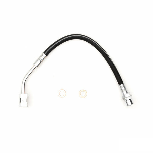 DFC Ford Mustang 94-98 front left brake hose from brake line kit, showing the flexible rubber and metal fittings in detail.