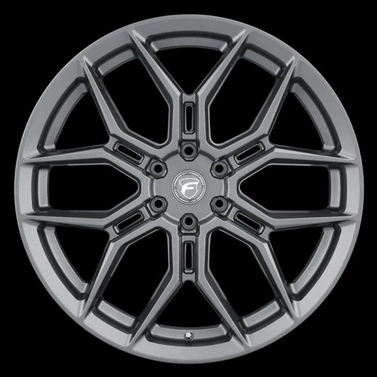 Forgestar X12 22-inch satin anthracite cast wheel with 6x139.7 bolt pattern, ET30 offset, and 6.68-inch backspacing.