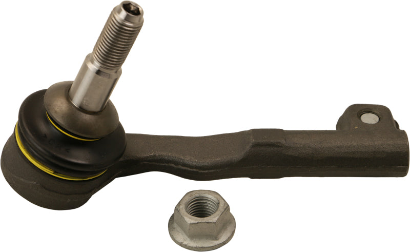 Moog front right outer tie rod for BMW 228i (2014-2016) showing the metal rod with rubber boot and secure connection ends.