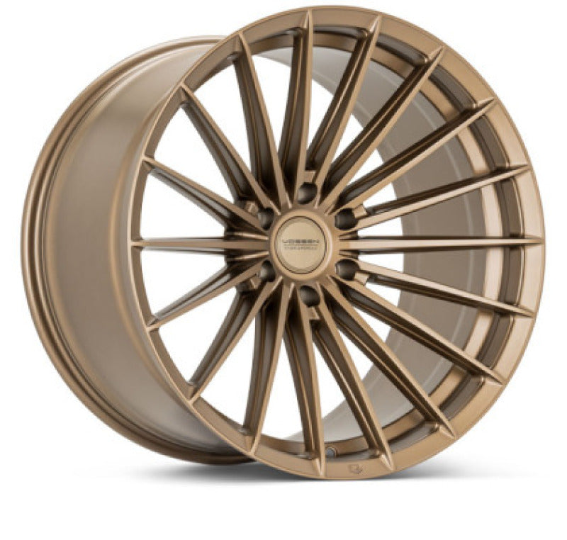 Vossen HFX-4 forged wheels, 22x10 inches, satin bronze finish with deep concave design and ET10 offset, 5x120 bolt pattern.