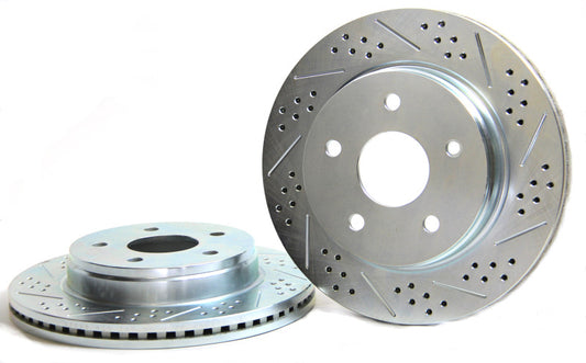 Baer Brakes 02-24 Dodge Ram 1500 front brake rotors with slots and drilled design for enhanced performance.