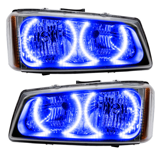 Oracle Lighting blue LED halo headlights for 2003-2006 Chevrolet Silverado truck, pre-assembled headlight assembly.