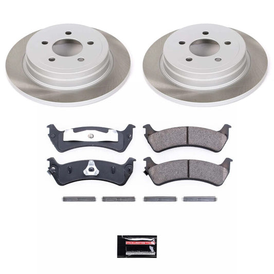 PowerStop rear semi-coated brake rotor kit for 2003 Ford Explorer Sport, performance brake kit with new rotors installed
