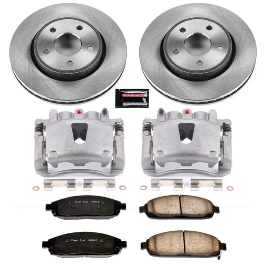 PowerStop OE front brake calipers for Jeep Grand Cherokee 2005-2010, part of Autospecialty kit with calipers visible.