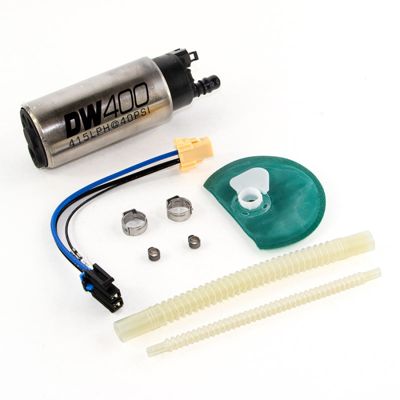 DeatschWerks 415LPH DW400 in-tank fuel pump with install kit for 2011-2014 Ford Mustang V6 and GT models.