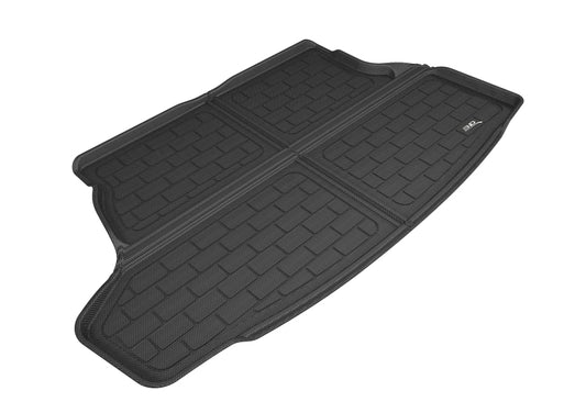 Black 3D MAXpider cargo liner for 2017-2020 Toyota Prius Prime, durable rubber floor mat with raised edges for trunk protection.