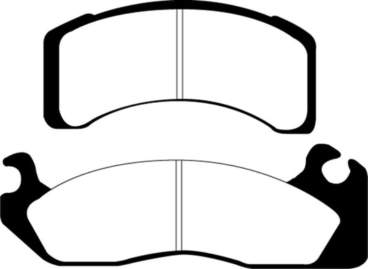EBC Ultimax2 front brake pads for Ford Fairmont 2.3, OE style, showing the new brake pad set with friction surface and mounting hardware.