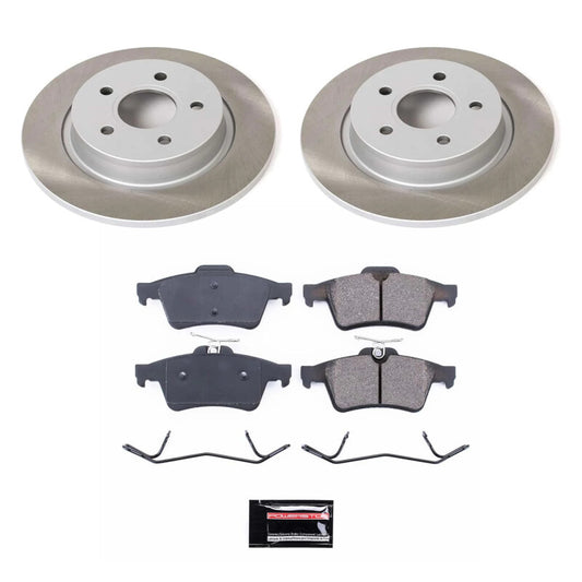 PowerStop rear semi-coated brake rotor kit for 2006-2011 Volvo V50, performance brake component with drilled and slotted design