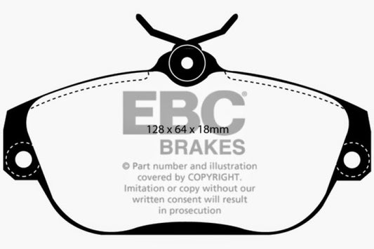 EBC Greenstuff front brake pads for Volvo 740 2.3 ABS, Girling, high-performance brake pads with green friction material.