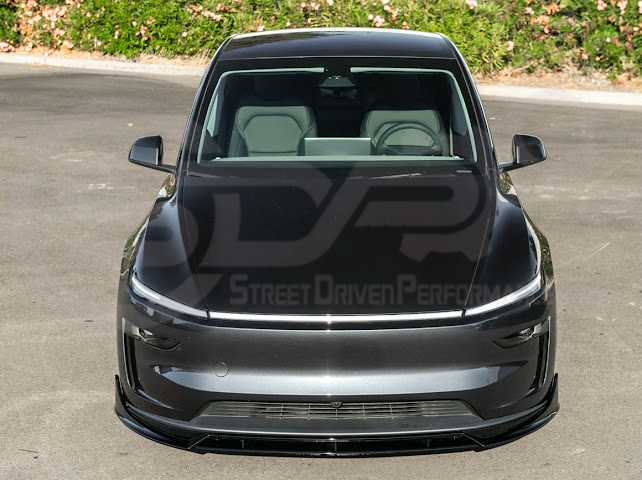 2025-UP TESLA MODEL Y | SDP TRACK STYLE GLOSS BLACK 4 PIECE FRONT LIP SPLITTER GROUND EFFECTS
