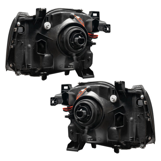 Oracle Lighting red LED halo headlights for 2002-2004 Nissan Xterra SE, pre-assembled with bright red halo rings.