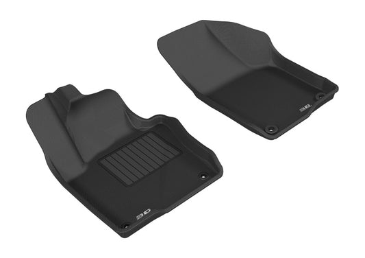 Black rubber floor mat for first row in 2011-2018 Volkswagen Jetta Sedan by 3D MAXpider, featuring textured surface and custom fit.