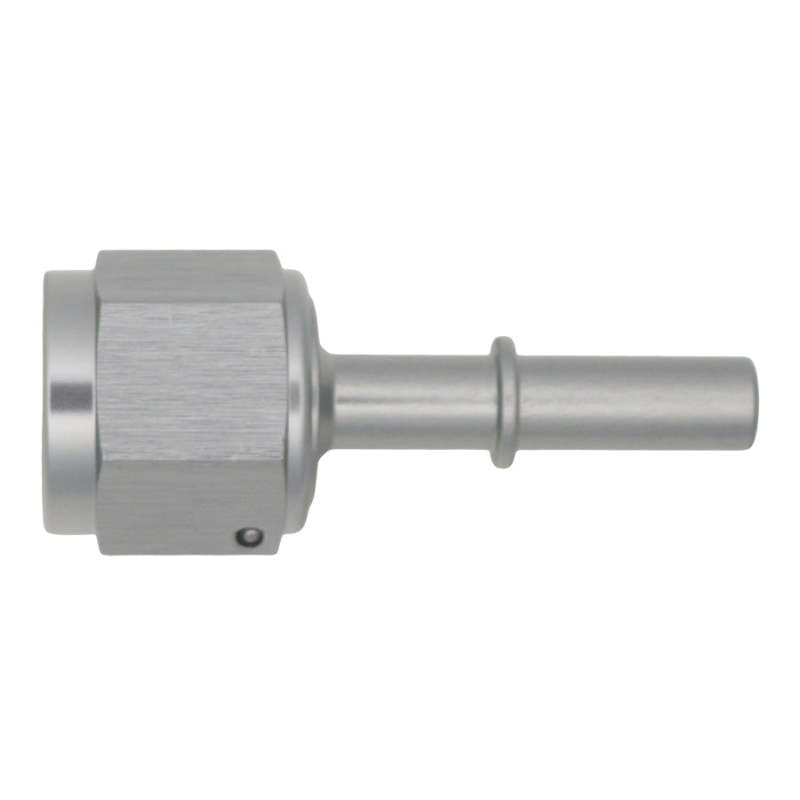 DeatschWerks 8AN female flare swivel fitting to 5/16 inch male EFI quick disconnect in anodized titanium for fuel systems