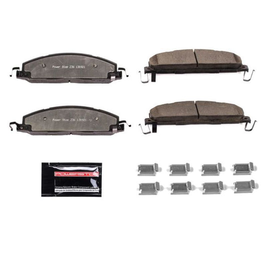PowerStop Z36 performance rear brake pads with hardware for Dodge Ram 2500 2009-2010 truck and tow application.