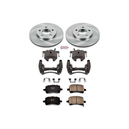 PowerStop OE front brake kit with calipers for 2004-2008 Chevrolet Malibu, includes brake rotors and calipers.