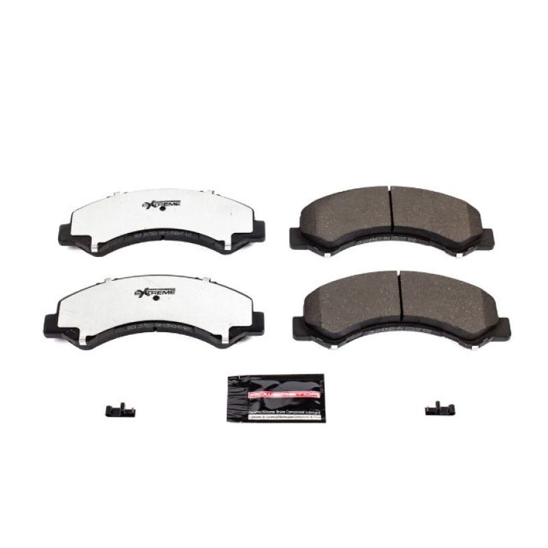 PowerStop performance front brake pads with hardware for Chevrolet W3500 Tiltmaster trucks, model 98-00, suitable for towing.