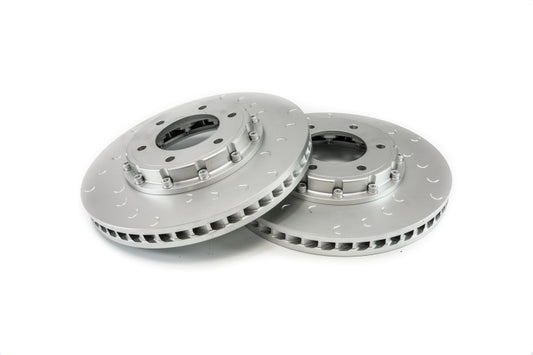 Alcon 2019+ Ford Ranger and 2020+ Bronco big brake kit with red 350x34mm rotors and 6-piston calipers for front brake upgrade.