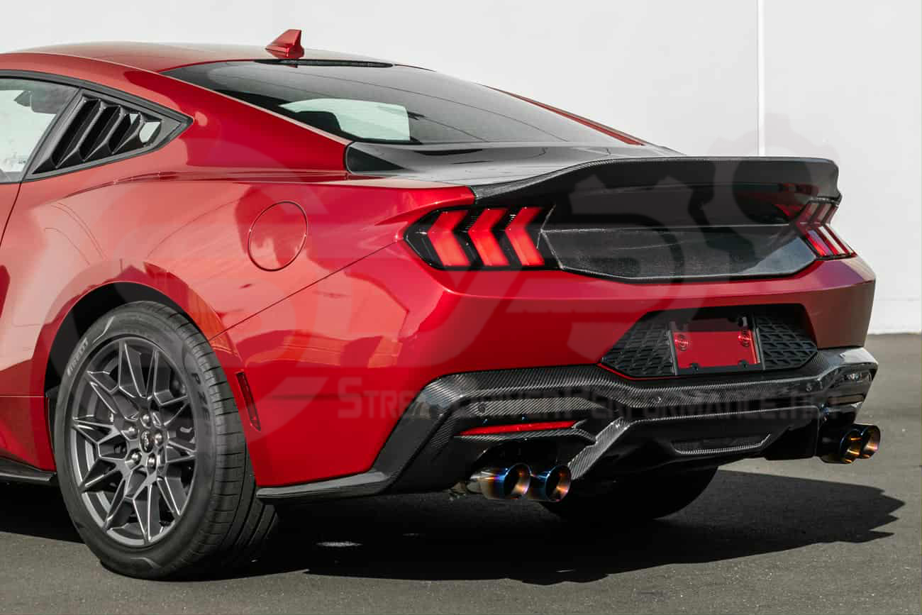 2024-UP FORD MUSTANG S650 | SUPER SNAKE STYLE CARBON FIBER REAR TRUNK DECKLID WITH INTEGRATED SPOILER WING