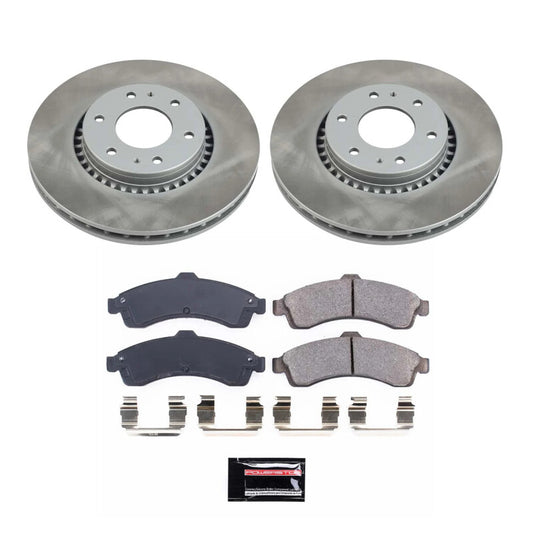 PowerStop 2005 Saab 9-7x front semi-coated brake rotor kit with performance brake components and clean, branded design.