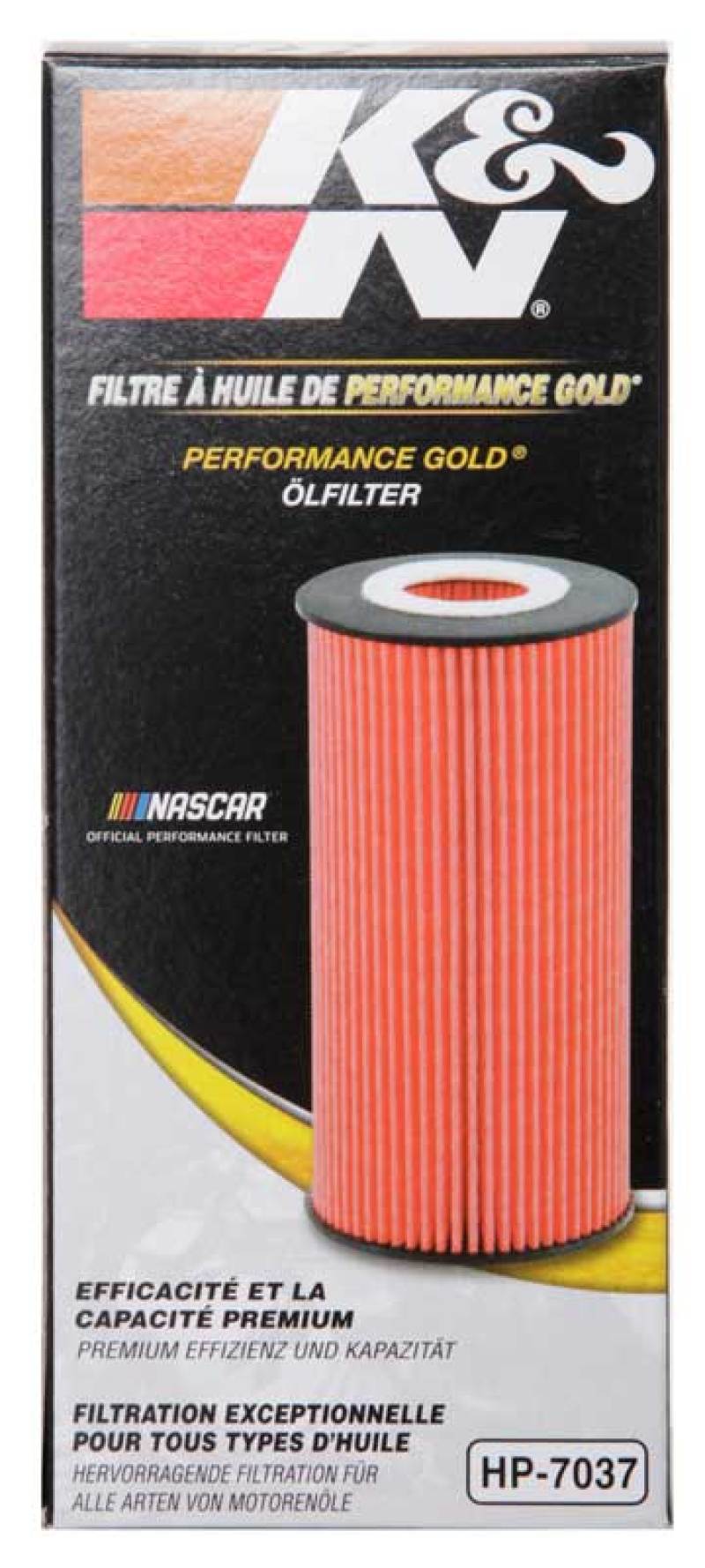 K&N Engineering Ford/Lincoln oil filter with 1.938-inch diameter and 5.5-inch height, designed for engine oil filtration.