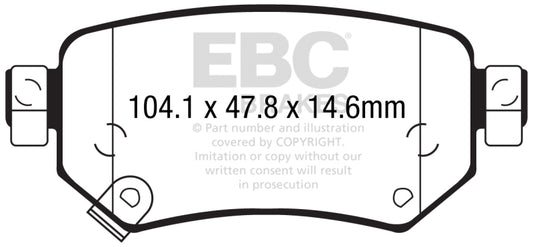 EBC Ultimax2 rear brake pads for Mazda 6 2016+ 2.5L, OE style brake pads with metal backing and friction material