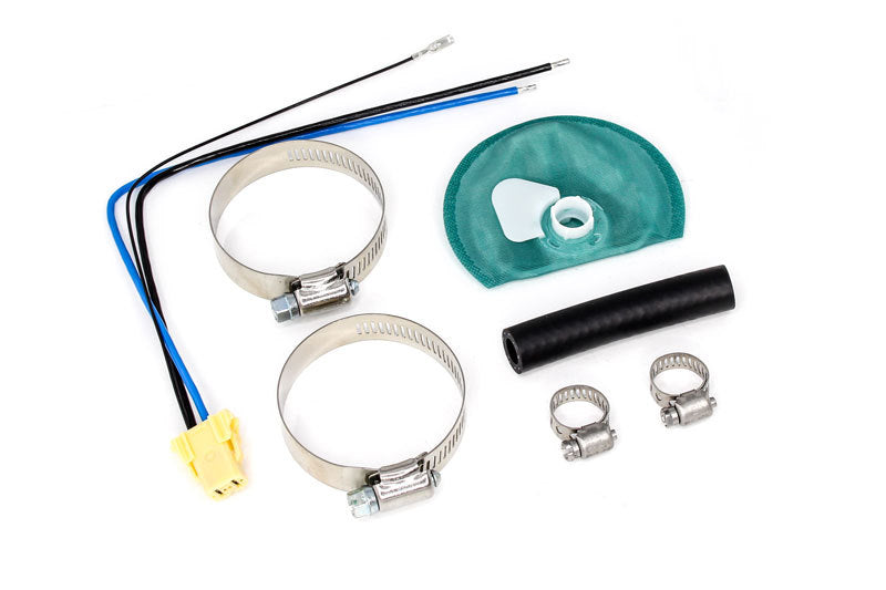 DeatschWerks 415LPH DW400 in-tank fuel pump with install kit for 2005-2010 Ford Mustang (excluding GT500) displayed in image.