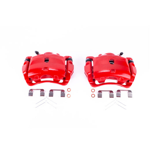 PowerStop front red brake calipers with brackets for 2013-2015 Acura ILX, pair, performance brake calipers.