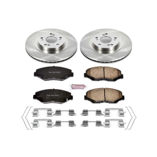 PowerStop OE brake kit for 2013-2015 Acura ILX front brakes with rotors and calipers, automotive parts for enhanced stopping power.