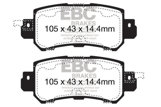 EBC 12+ Mazda CX-5 rear brake pads, Ultimax2 OE replacement brake pads, shown in packaging with brake pad set