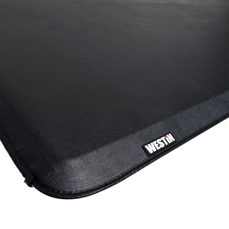 Westin 2024 Toyota Tacoma 6ft bed soft roll-up tonneau cover in black, shown installed on truck bed for secure cargo coverage.