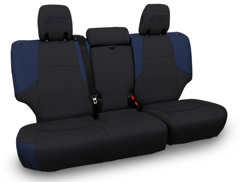 PRP Seats black and navy blue rear bench seat cover for Toyota 4Runner 5-seat model, designed for rear passenger seats.