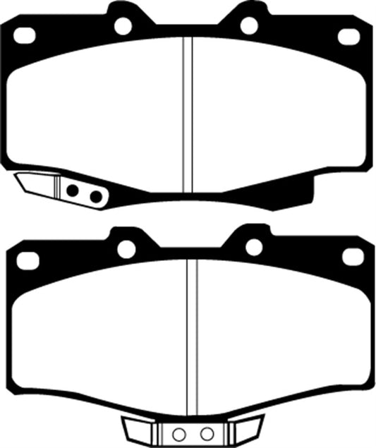 EBC Ultimax2 front brake pads for 1990-1991 Toyota 4Runner, OE style, showing the brake pad set with metal backing plates.