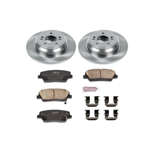 PowerStop rear brake kit for 2009 Hyundai Genesis, OE-style autospecialty brake components with rotors and pads.