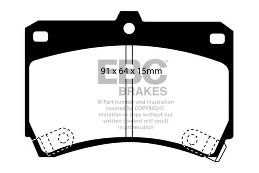 EBC Ultimax2 front brake pads for Ford Aspire 1994-1997 1.3 manual, OE type, with visible brake pad components.
