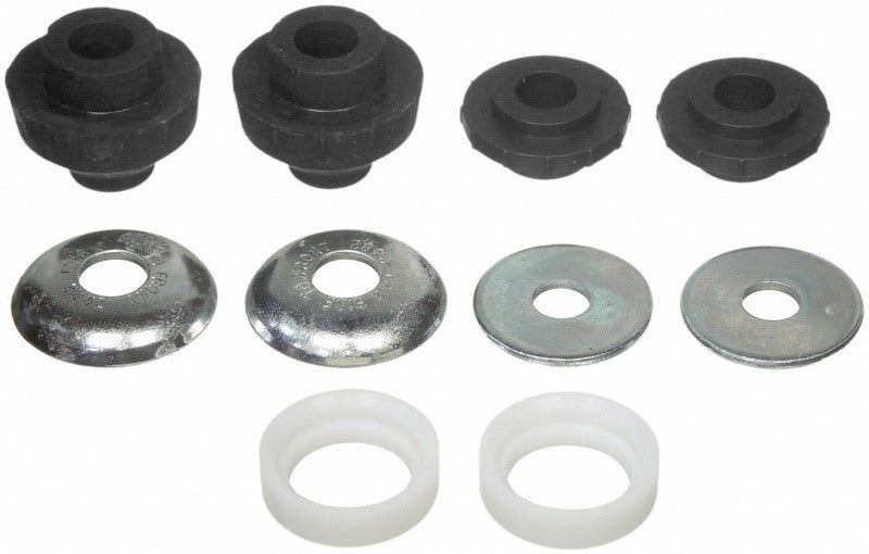 Moog front control arm bushing for 1981-1986 Ford Bronco suspension arm, shown in close-up detail.