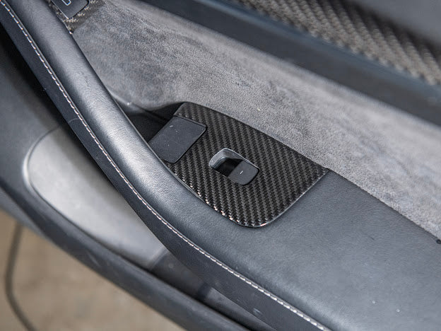 2020-UP TESLA MODEL 3 & Y CARBON FIBER INTERIOR DOOR GLASS LIFTING PANEL COVER