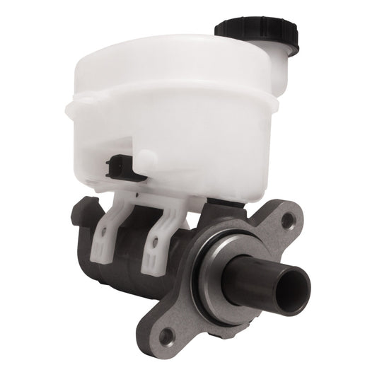 DFC Ford Mustang brake master cylinder for 2015-2023 models, front view showing metal cylinder and mounting points.