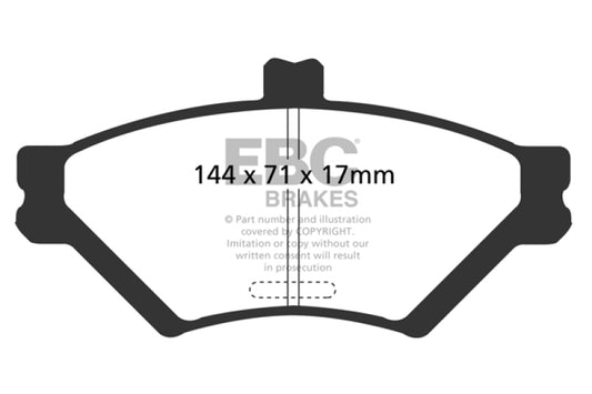 EBC Ultimax2 front brake pads for 1995-1997 Ford Crown Victoria 4.6 with phenolic pistons, OE style brake pads.
