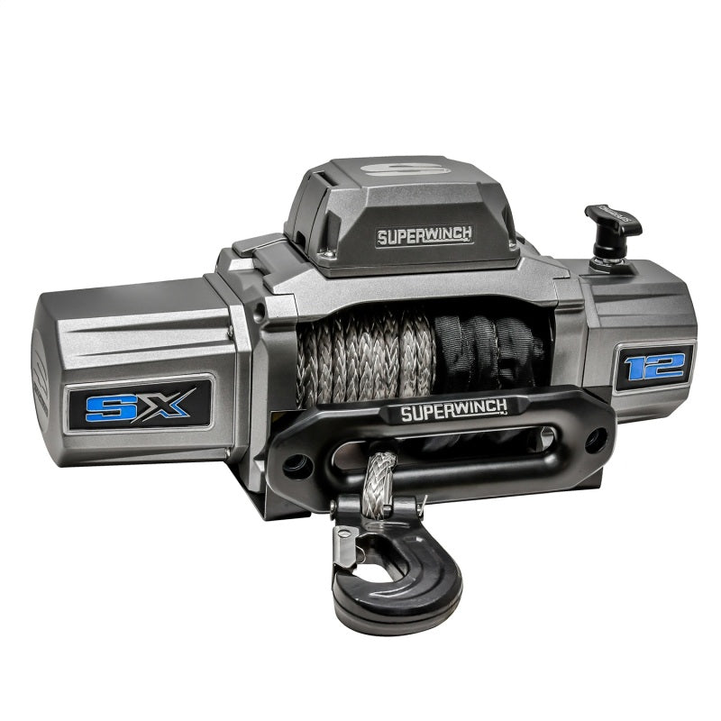 Superwinch 12000 LBS 12V DC synthetic rope winch with 3/8 inch x 80 ft rope and graphite finish