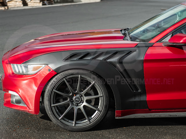 2015-2017 FORD MUSTANG S550 | GTD STYLE PRIMED BLACK FRONT SIDE VENTED FENDERS