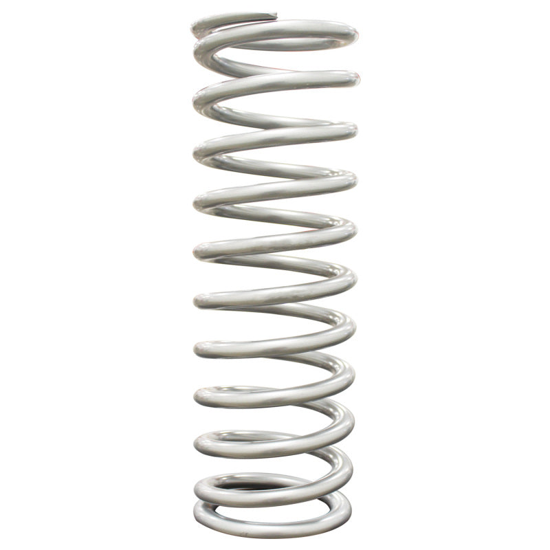 QA1 high travel coilover spring, 2.5-inch ID, 14-inch length, 80 lbs/in, silver powder-coated finish, automotive suspension part.