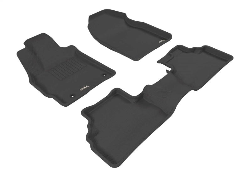 3D MAXpider black rubber floor mats for Mazda CX-7 2007-2012, full set with textured surface and custom fit.
