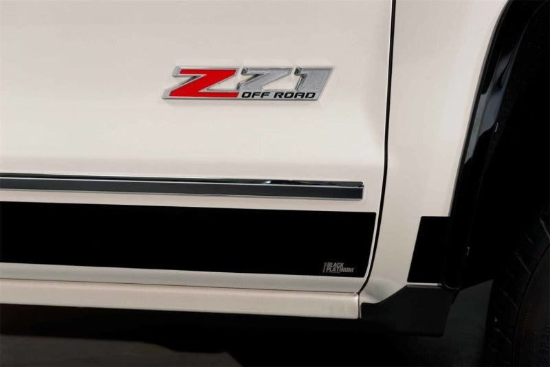 Putco black platinum rocker panels for 2014-2018 GMC Sierra LD crew cab with 5.5-inch bed, set of 10 exterior body armor and rock rails.