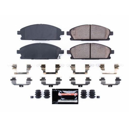 PowerStop Z23 Evolution Sport brake pads for front of 2003-2006 Acura MDX, with hardware included, high-performance brake replacement.