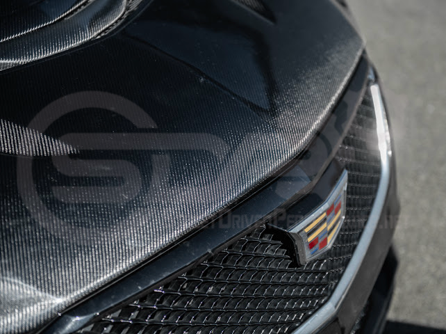 Black Wing style carbon fiber vented front hood for 2020+ Cadillac CT4, CT4-V, and CT4-V Black Wing by Street Driven Performance